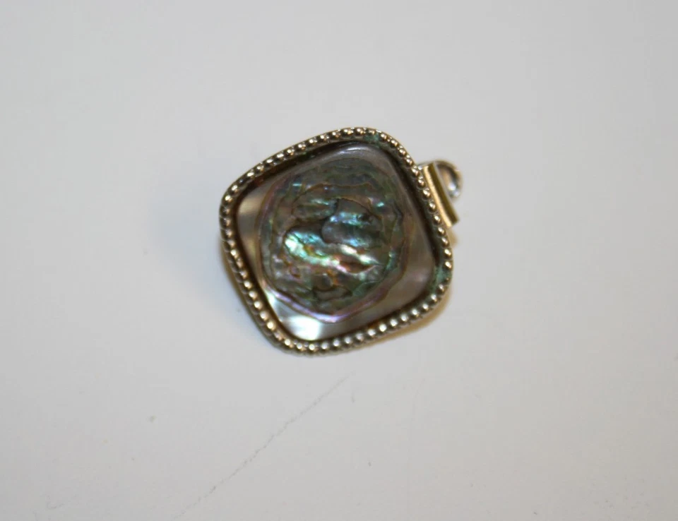 WOW Vintage Beautiful Men's Dress Abalone Shell MOD Tie Clasp Bar RARE - Image 3 of 4