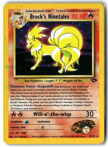 2000 Brock's Ninetales ⭐️ 3/132 Unlimited Holo Rare Gym Challenge Pokemon MP/HP