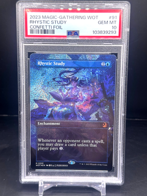 MTG PSA 10 - Rhystic Study [Anime Borderless Confetti Foil