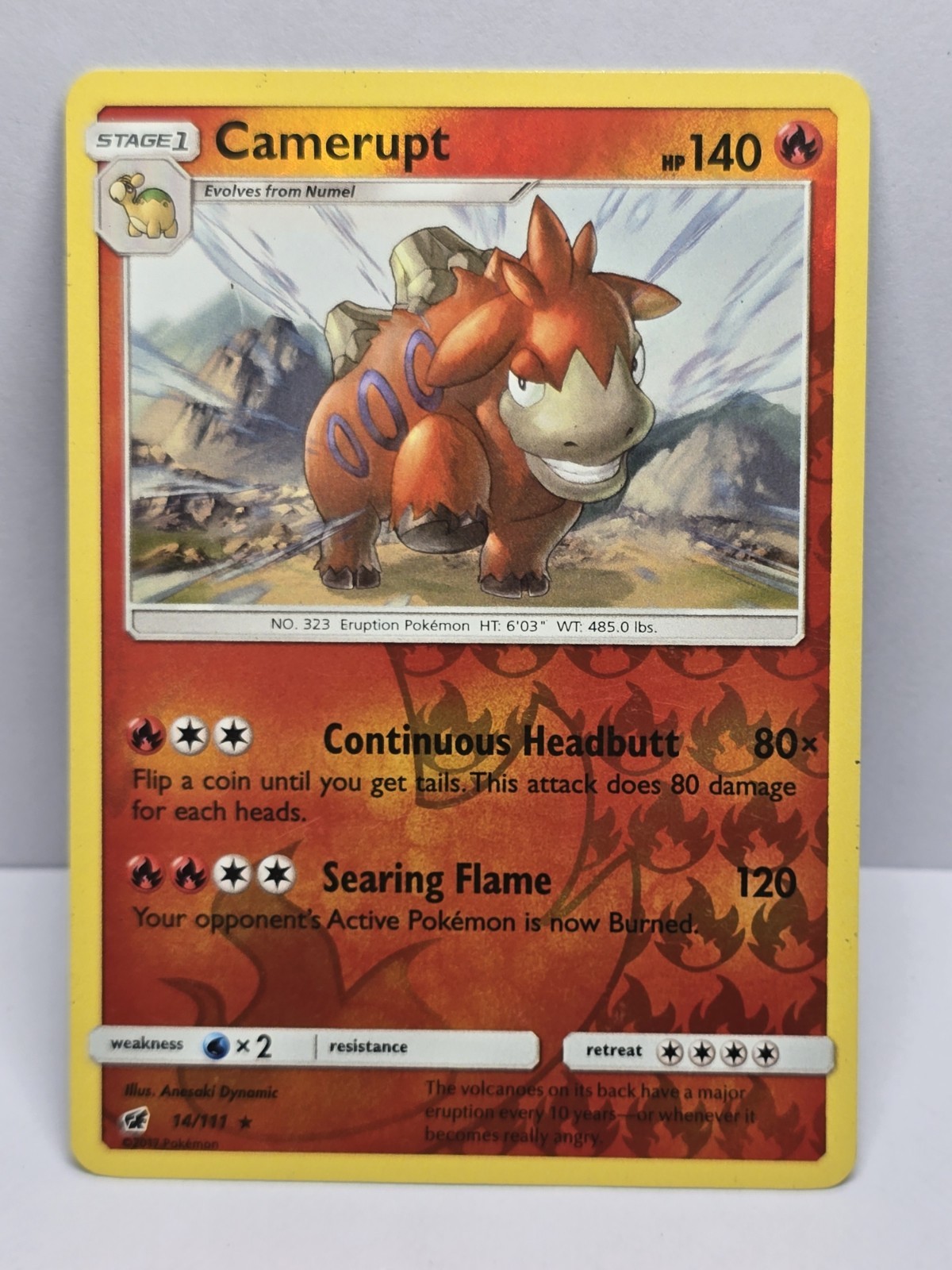CAMERUPT 14/111 S&M Crimson Invasion Reverse Holo Pokemon TCG