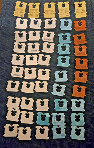 50 Plastic Bread Tabs Clips Tabs Printed Colors Arts & Crafts Upscale - Used