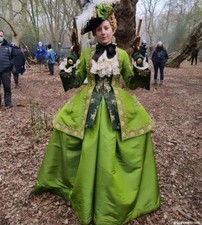 Marie Antoinette Green Dress Costume 18th-Century Rococo Outdoor Riding Outfit