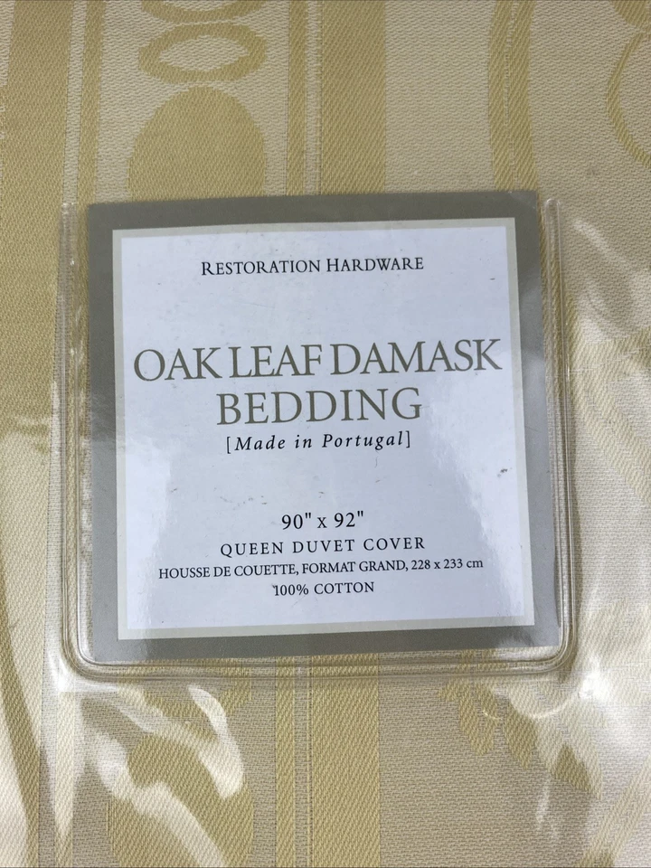 Funda nórdica Restauración Hardware Queen hoja de roble damasco oro amarillo Portugal Foto 2 de 4