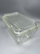 Vintage PYREX Clear Glass 502 Refrigerator Dish With Lid Fridgie READ