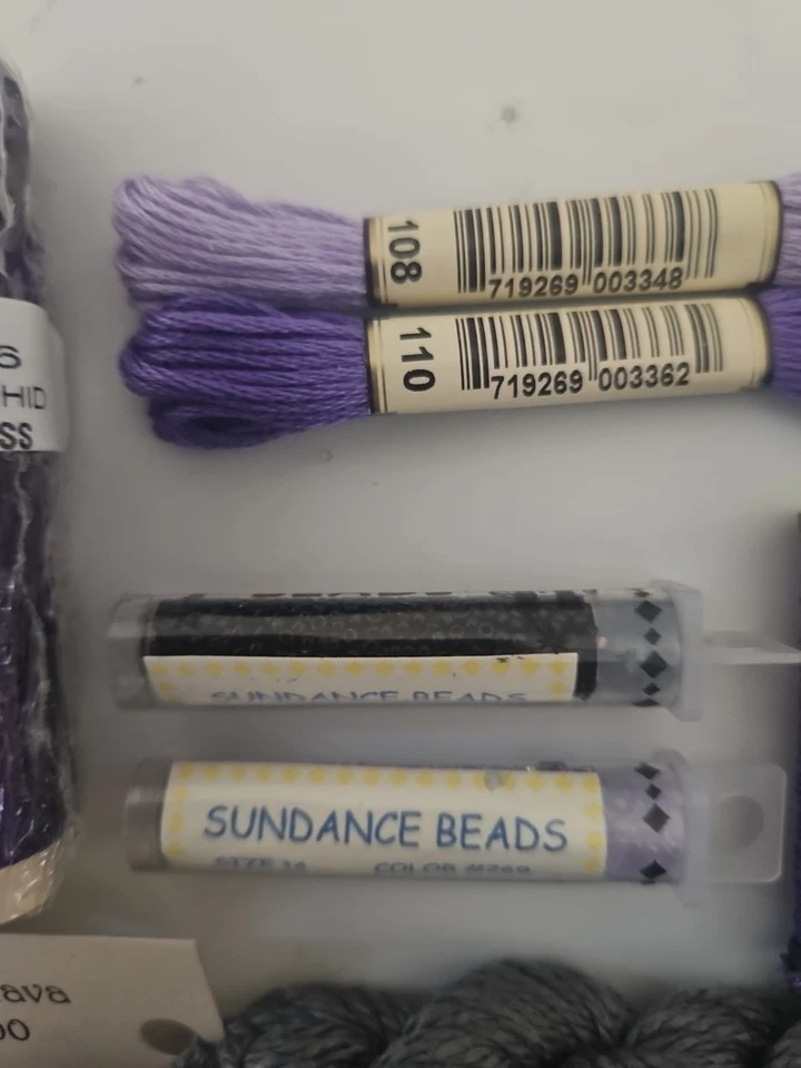 LOT OF 11 Needlepoint Embroidery Thread Beads Ribbons BLACK GRAY & PURPLE New - Image 4 of 4