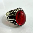 925 Sterling Silver Lab-Created Red Ruby Ring - Size 9.50 US - 8g