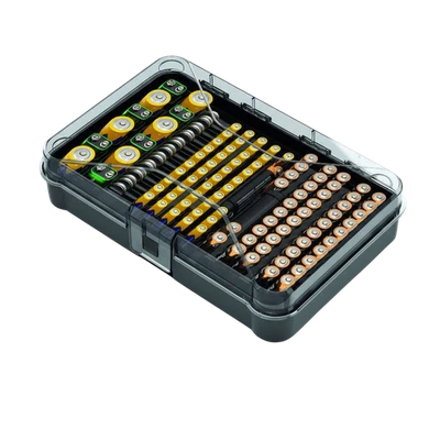 Kreher® Batteriebox für 115 Batterien - Aufbewahrungsbox, transparent mit Deckel - Bild 1 von 3