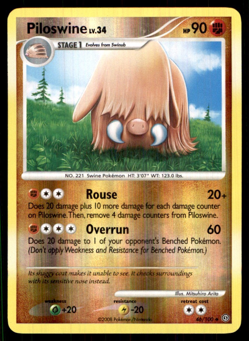 2008 Diamond & Pearl - Stormfront Reverse Holo Piloswine Stage 1/Uncommon #46