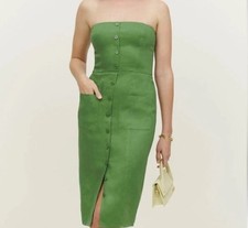 Reformation Prescott Linen Strapless Dress size 4 NWOT