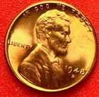 1948-D Lincoln Wheat Cent Penny GEM RED BU From an Original Bank Roll
