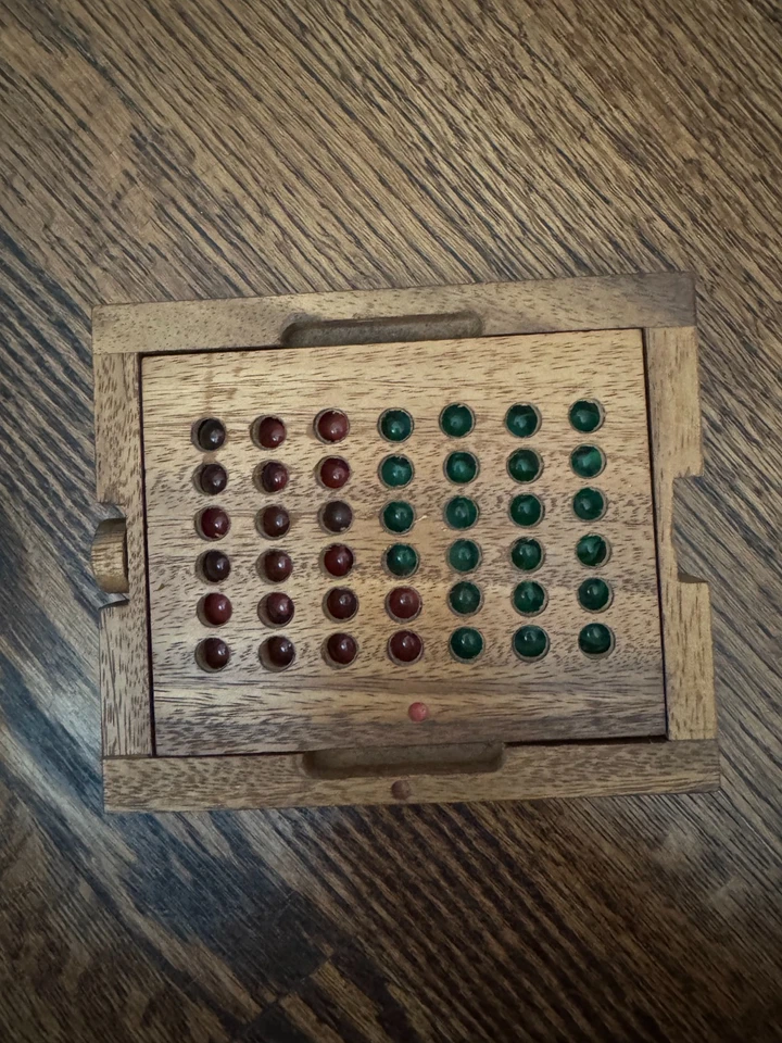 Vintage Red and Green Marble Connect 4 Game Made with Wood (Read Desc.) - Image 3 of 4