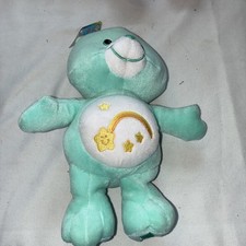 Vintage 2002 Care Bears Wish Bear 10" Plush Mint Green Shooting Star New w/ Tags