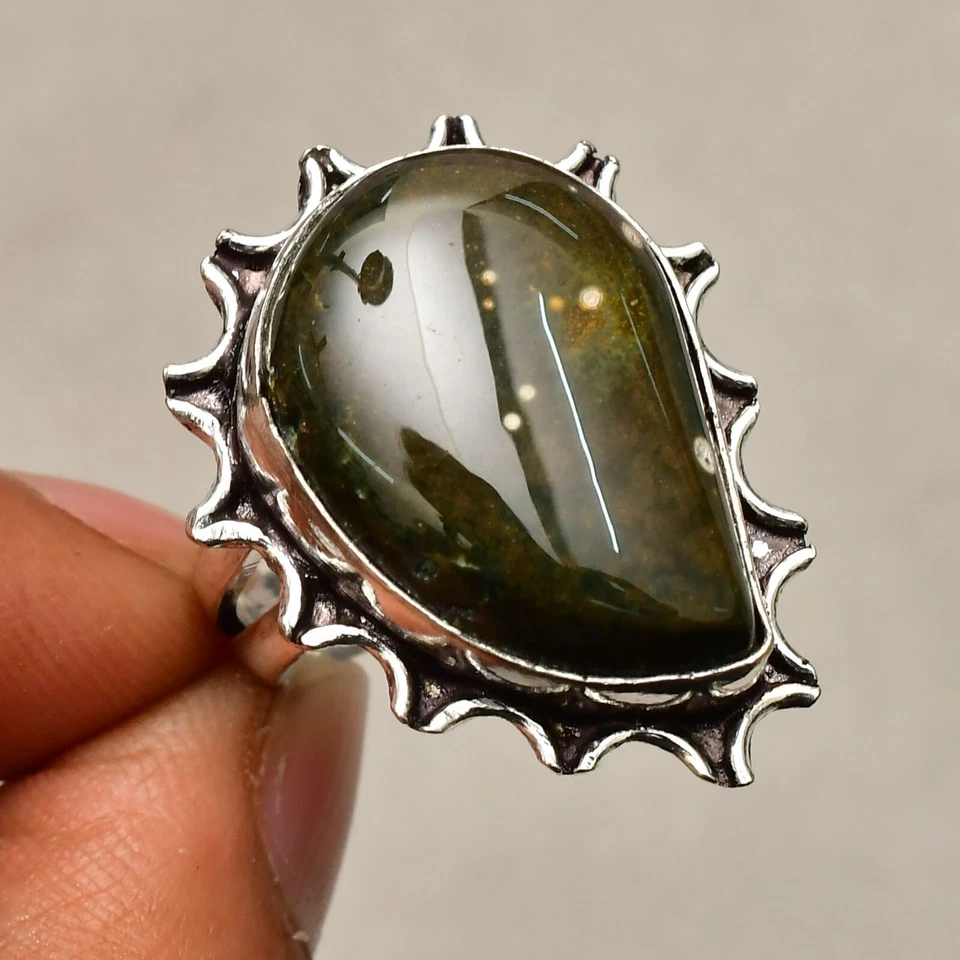 Anello gioiello in argento sterling 925 fatto a mano con pietre preziose in... - Immagine 3 di 4