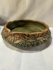 VINTAGE WELLER MARVO POTTERY 10” CONSOLE BOWL -GREEN AND BROWN MATTE FINISH