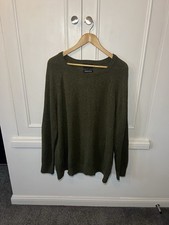 Blue Harbour Shetland Wool Jumper Mens XL Green Pullover Elbow Patches Oversized