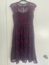 Vintage Modcloth Adriana Pappell Purple Lace Overlay Dress Fall Wedding Guest