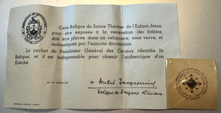 RARE VINTAGE CATHOLIC 1st CLASS ST. THERESE OF THE CHILD JESUS RELIC W/COA