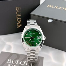 Bulova Men's Surveyor 96B429 Automatic Green Dial Stainless Steel Watch 39mm