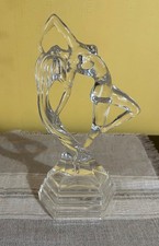 ART DECO STYLE GLASS NUDE WOMAN DANCER FIGURE LONG HAIR ROYAL CRYSTAL ROCK ? VGC