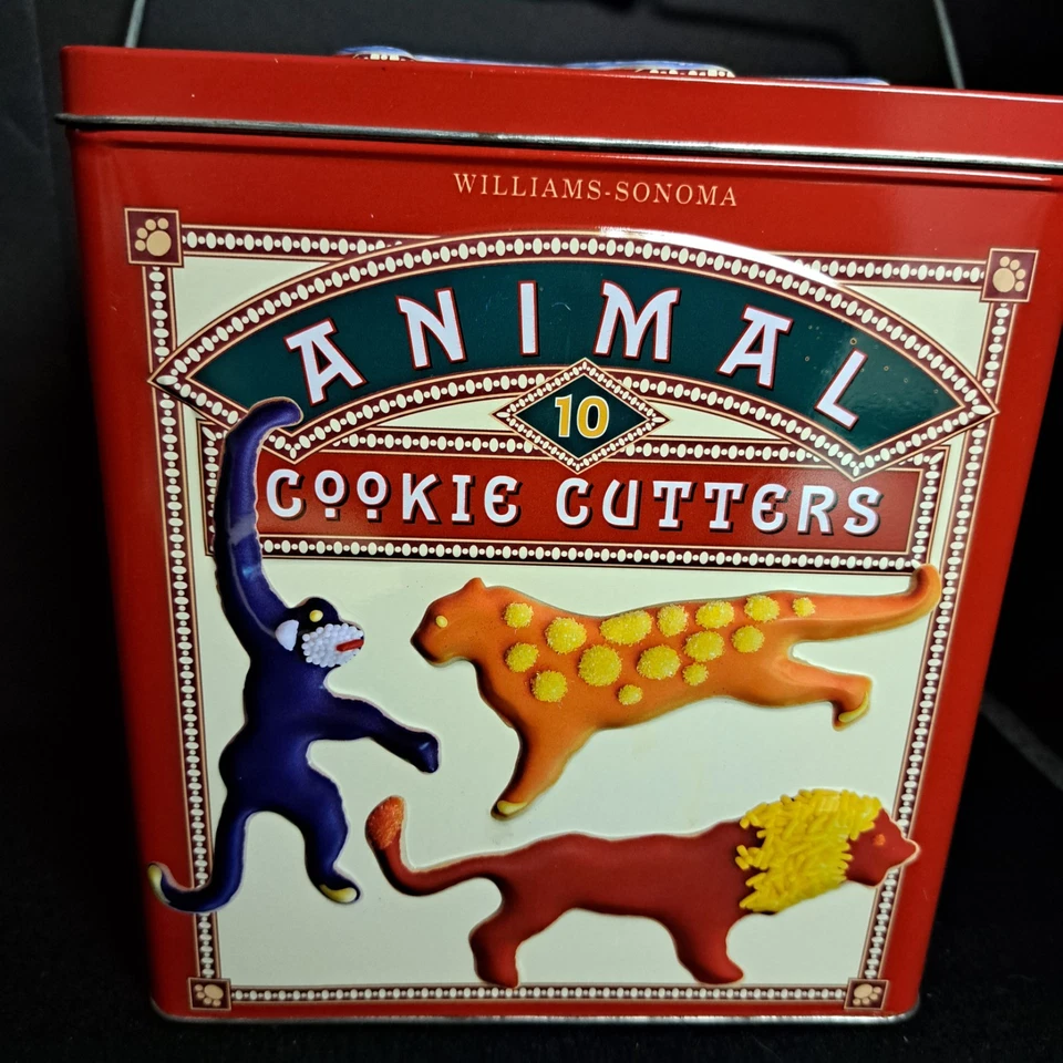 Vintage 2002 Williams Sonoma 10 Zoo Animal Cookie Cutters w/ Collectible Tin - Image 2 of 4
