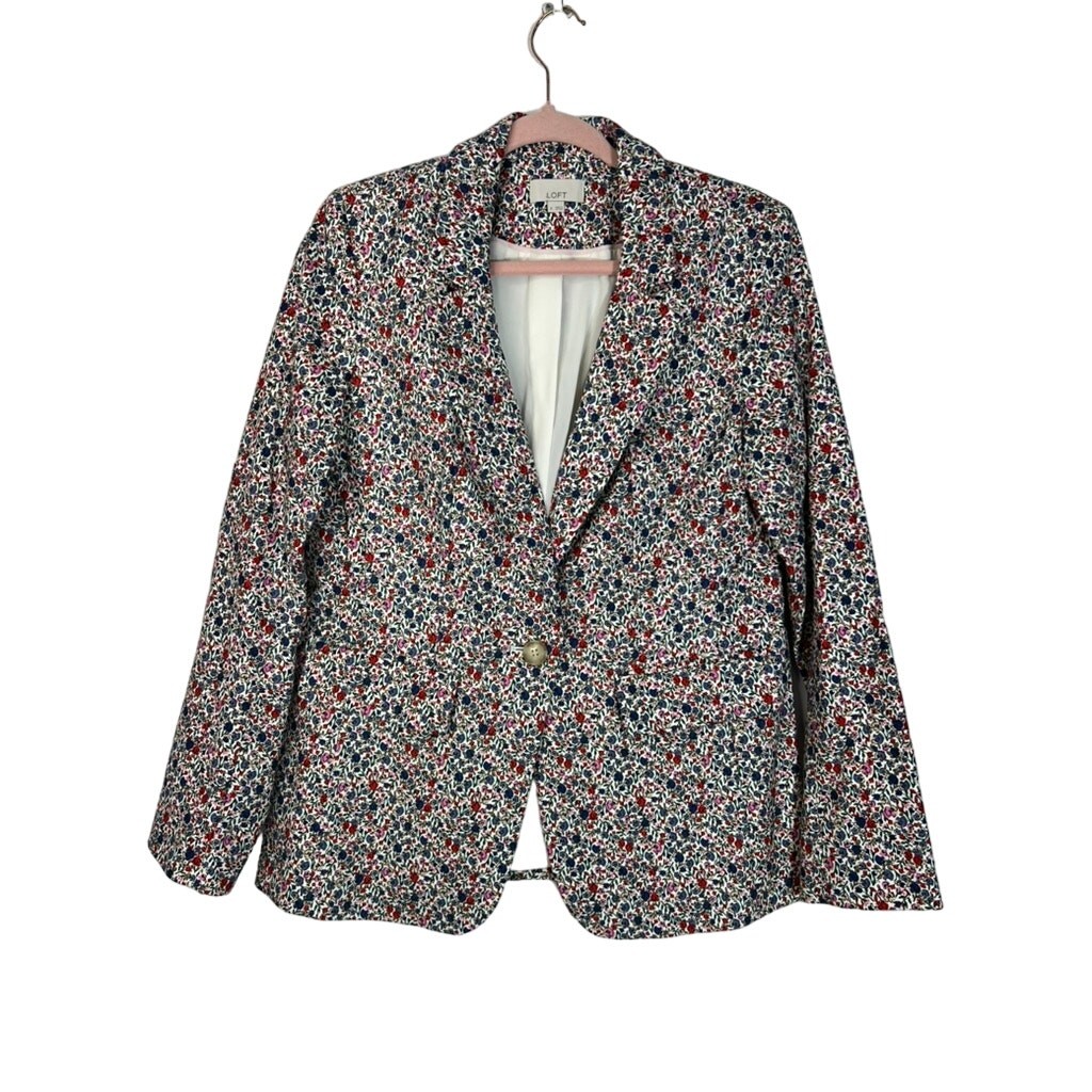 Loft Floral Single Button Tailored Layer Notched … - image 1