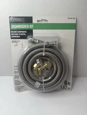 Everbilt 6 ft. Dishwasher Installation Kit w/Braided Adapters 1004061080 New
