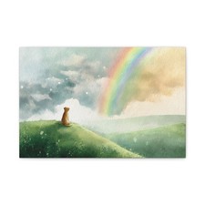 Watercolor Dog Rainbow Matte Canvas Rainbow Bridge Pet Memorial Wall Art