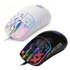 USB Wired Gaming Mouse Silent Ergonomic RGB LED 6 Macro Buttons Adjustable DPI