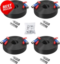 4 Pack 100Ft Video Power Cables BNC Extension for CCTV Surveillance Camera US