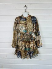 Zara Multi Patchwork Pattern Boho Shirred Waist Short Dress - S / UK 8-10