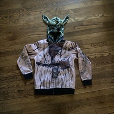 NWOT Youth Kids Star Wars Yoda Costume Hoodie Zip Up Jacket Size Large