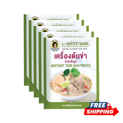 5 Pack. Maepranom Instant Tom Kha Paste 50g   No MSG, No Preservatives