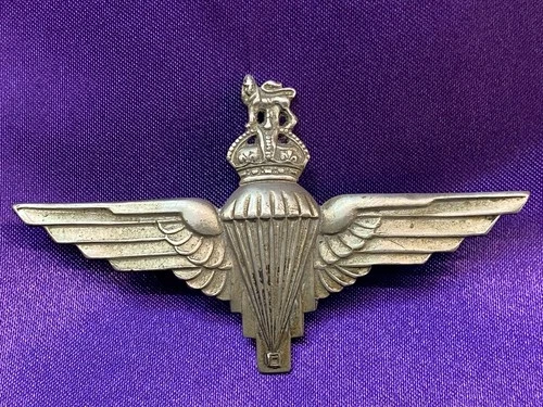 Genuine Early WW2 The Parachute Regiment White Metal Cap Badge w/lugs