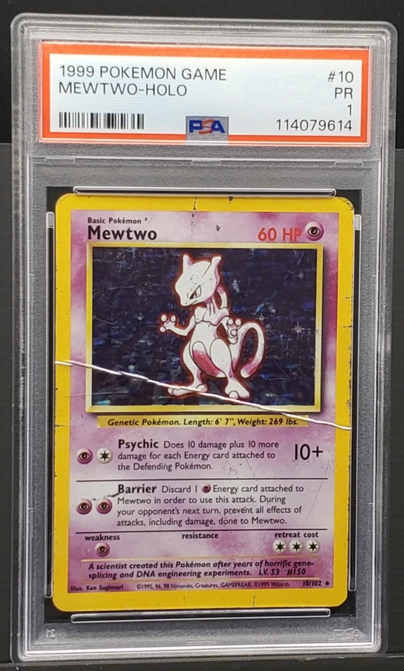 Mewtwo 010/102 Base Set Holo Grade 1 - Image 2 of 4