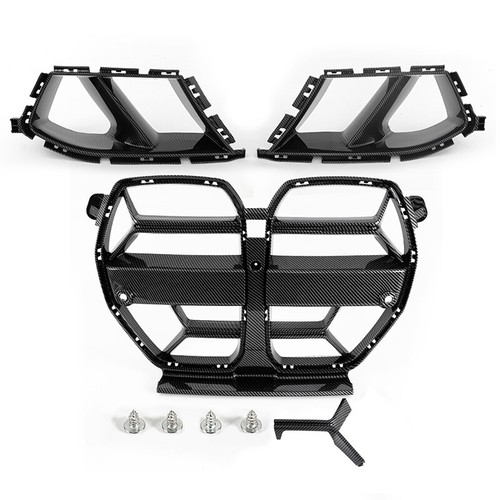 CARBON LOOK FOR BMW G80 M3 G82 G83 M4 FRONT BUMPER SIDE AIR VENT GRILLE+ GRILLS - Foto 7 di 13