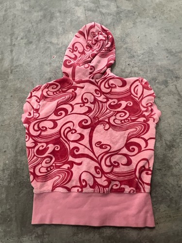 Bebe Hoodie Girls Small Pink Full Zip Terrycloth Y2K pre owned towel top gold - Picture 4 of 6