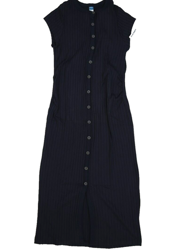 Old Navy Maternity Ribbed Henley Sweater Dress Navy Blue Button Down Womens S - 第 1/10 張圖片