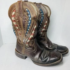 ARIAT MEN'S QUICKDRAW VENTTEK MEN'S WESTERN DISTRESSED BROWN LEATHER BOOTS 8.5 D