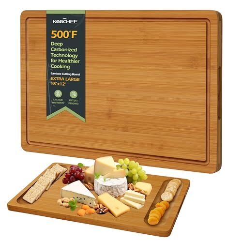 Extra großes Bambus Schneidebrett für 17,9" L x 12" B karbonisierten Bambus (braun) - Bild 2 von 8