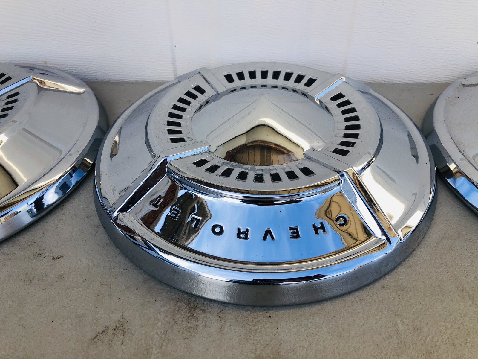 Vintage Chevy Dog Dish Hubcaps Chevrolet Set of 4 eBay