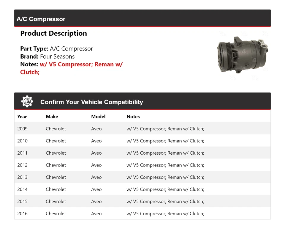 Para 2009-2016 Chevrolet Aveo A/C Compressor 4 Estações 2010 2011 2012 2013 2014 - Imagem 2 de 4