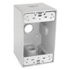 Weatherproof 1-Gang 2-5/8" Deep Box w/ Three 3/4" Holes GRAY Metal Outdoor
