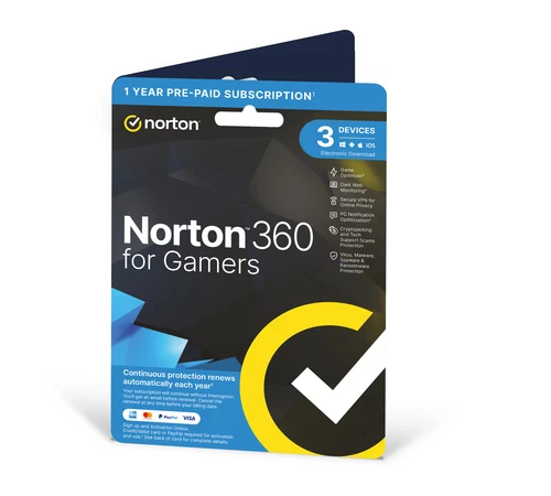 Norton 360 for Gamers 2025 Antivirus 3 Device + Game Optimizer 5 Minute by EMAIL