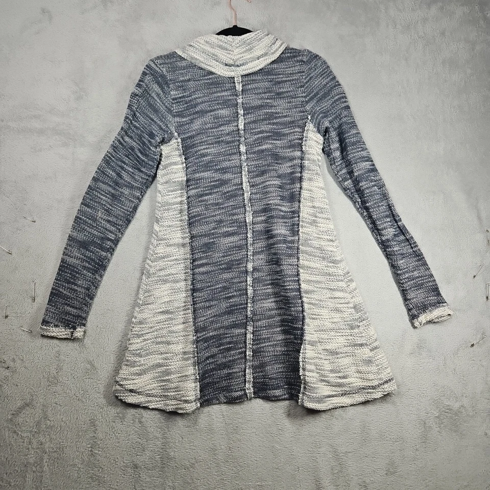 Vestido Suéter Maurice's Contraste Denim Azul Marfil Detalle Crochet Capucha Cuello Talla M Foto 2 de 4