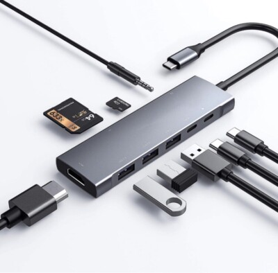 USB C Hub, PowerExpand+ 9-in-1 USB C Adapter 4K HDMI 100W Power Delivery 3 USB