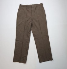 Vintage 90s Lands End Mens 36x30 Wool Wide Leg Chino Pants Trousers Brown USA