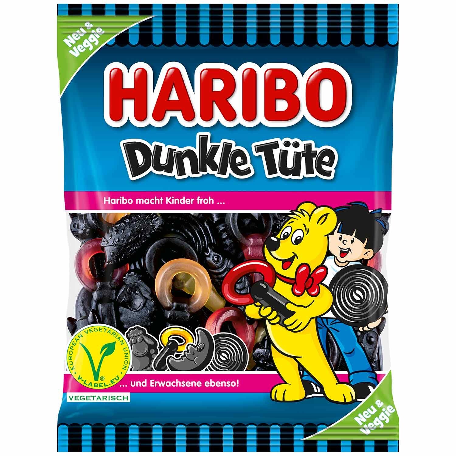 ТЕМНЫЙ ПАКЕТИК Haribo DUNKLE Tute German gummy bears ВЕГЕТАРИАНСКИЙ -175 г -БЕСПЛАТНАЯ ДОСТАВКА