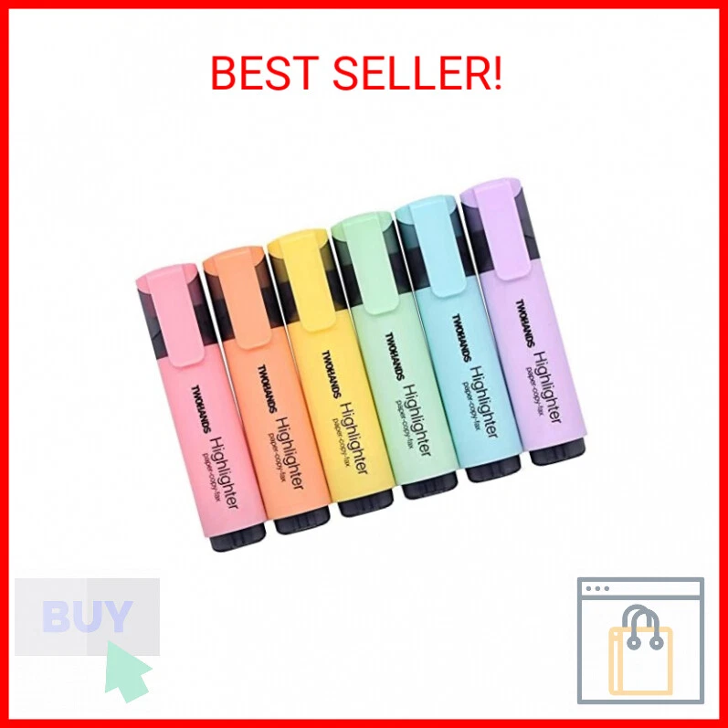 TWOHANDS Highlighter Pastel Colors Chisel Tip Marker Pen 6