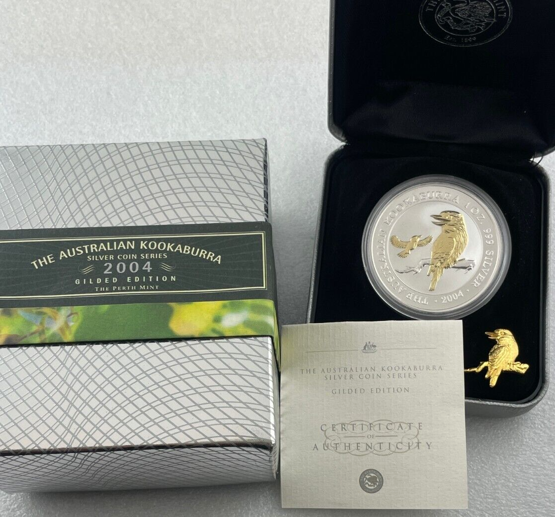 2004 Australian Kookaburra 1oz 999 Silver Coin Gilded
