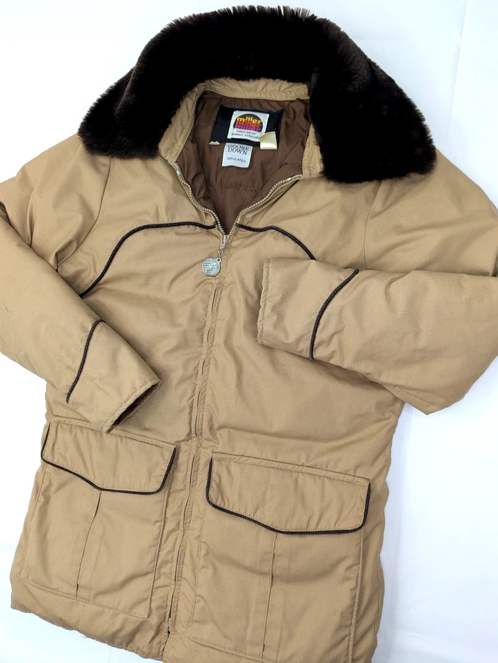 Chaqueta de Campo Larga Aislada ABAJO MILLER De Colección, Hombres M, Tareas de Granero Cuello de Piel Sintética Foto 2 de 4